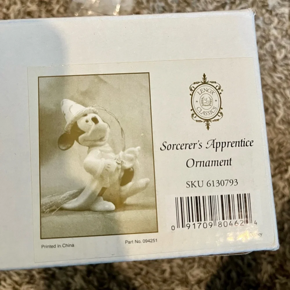 Lenox Disney Fantasia Mickey Mouse Holiday Ornament - Cream and Black - Picture 9 of 9